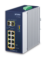 PLANET IP30 Ind 8-P 10/100/1000T Beállítást nem igénylő (unmanaged) Gigabit Ethernet (10/100/1000) Ethernet-áramellátás (PoE) támogatása Kék, Fehér