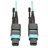 Tripp Lite N842-10M-12-MF 40G MTP/MPO Multimode OM3 Plenum-Rated Fiber Optic Cable (M/F), 12 Fiber, 40GBASE-SR4, Aqua, 10 m