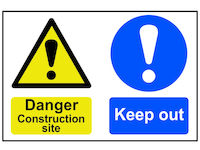 Danger Construction Site Keep Out - PVC Sign 600 x 400mm