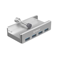 Orico USB-A Hub - 4x USB-A - Klembevestiging 10 tot 32 mm - USB 3.2 Gen 1 - 1 meter - Aluminium
