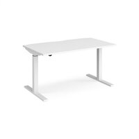 Elev8 Mono straight sit-stand desk 1400mm x 800mm - white frame and white top
