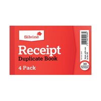 Silvine Duplicate Receipt Book 63x106mm Gummed (Pack of 36) 228