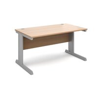 Vivo straight desk 1400mm x 800mm - silver frame and beech top