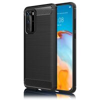 NALIA Design Cover compatible with Huawei P40 Pro Case, Carbon Look Stylish Brushed Matte Finish Phonecase, Slim Protective Silicone Rugged Bumper Anti-Slip Coverage Shockproof ...