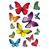 Schmuck-Etikett DECOR Papier Schmetterlingsvielfalt, 14 Stück, bunt, 42 Stück