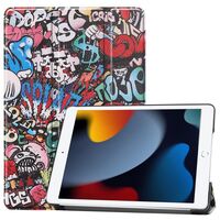 Cover for iPad 6/7/8 2019-2021 for iPad 7/8/9 (2019-2021) 10.2inch Tri-fold Caster Hard Shell Cover with Auto Wake Function - Graffiti Tablet-Hüllen