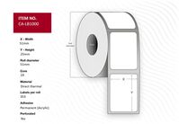 Label 51x25, Core 19, Direct Thermal, White uncoated paper, Permanent, Diameter 51 mm, 353 labels per roll, 16 rolls per box Druckeretiketten