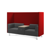 SOFÁ SOFT SEATING DOBLE + MESA 200x129x68cm COLOR NEGRO/ROJO