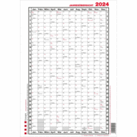 Jahresübersicht A1 hoch 12 Monate im Versandrohr Kalendarium 2024