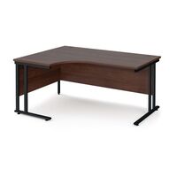 Traditional ergonomic desks - delivered and installed - black frame, walnut top, left hand, 1600mm