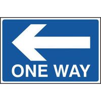 One way, left arrow road sign