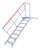 Treppe 45° mit Podest, 4 Alu-Profilstufen 600 mm mit Handlauf