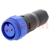 Connector: circular; plug; female; PIN: 2; w/o contacts; for cable