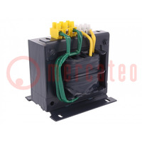 Transformer: mains; 500VA; 400VAC; 24V; Leads: terminal block; IP00