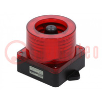 Señalizador: luminosa y sonora; 10÷30VDC; LED; rojo; IP66; 115dB