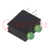 LED; in housing; yellow green; 3mm; No.of diodes: 2; 20mA; 30°