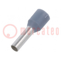 Terminale: boccola; isolata; rame; 2,5mm2; 8mm; stagnato; grigio