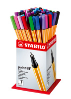 Fineliner STABILO® point 88® Display. Werkstoff: Karton, sortiert in 12 Farben: je 2 x hellblau, hellgrün, 3 x mittelblau, grün, türkisblau, flieder, 4 x violett, pink, 5 x lila...
