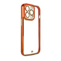 Fashion Case für iPhone 12 Pro Gold Frame Gel Cover Rot