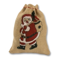 PETIT SAC EN TOILE DE JUTE PÈRE NOËL 25X35CM FOLIA BRINGMANN J110