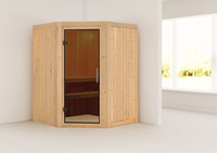 Sauna Wolmar mit Zubehör-Set, 151x151x198cm, Eckeinstieg