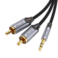Vention 3.5MM Male to 2-Male RCA Adapter Cable 1M Gray Aluminum Alloy Type