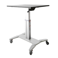 StarTech.com Mobile Standing Desk - Portable Sit Stand Ergonomic Height Adjustable Cart on Wheels - Rolling Computer/Laptop Workstation Table with Locking One-Touch Lift for Tea...