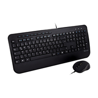 V7 Set aus USB-Tastatur mit Handballenauflage und für Rechts- und Linkshänder geeigneter Maus - DE