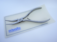product - schmitz electronic snipe nose pliers INOX, bent, long, crosswise serrated jaws, stainless steel 5.3/4"