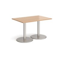 Monza rectangular dining table with flat round brushed steel bases 1200mm x 800m