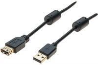 Rallonge USB 2.0 type A /A avec ferrites noire - 3,0 m