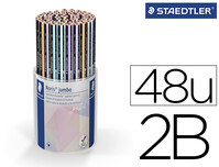 Lapices de grafito staedtler 119 triplus 2b color pastel bote de 48 unidades colores surtidos