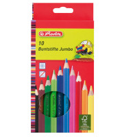 Farbstift Dicke Buntstifte 10er lackiert FSC, Faltschachtel mit 10 Buntstiften