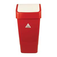 Red Swing Top Bin Indoor Dustbin - Polypropylene - Easy to Clean - 50L