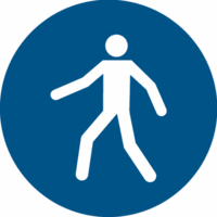 Sicherheitskennzeichnung - Fußgängerweg benutzen, Blau, 31.5 cm, Folie, Seton