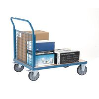 Fetra heavy duty platform trucks with mesh sides, 1000 x 700mm with single mesh end