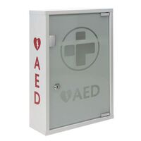 Indoor alarmed AED cabinet