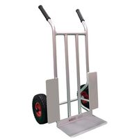 Lightweight wide back aluminium sack truck, with pneumatic tyres