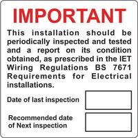Important periodic inspection labels