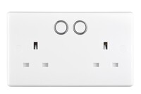Slim Nexus Double Switched 13A Power Socket + Smart Home Control - White