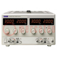 Power supply: laboratory; linear,multi-channel; 0÷30VDC; 0÷2A