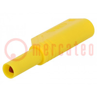 Plug; 4mm banana; 24A; 1kVDC; yellow; 0.5÷2.5mm2; on cable; 3mΩ