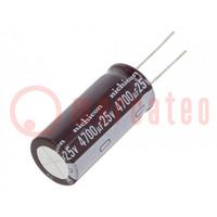 Capacitor: electrolytic; low ESR; THT; 4700uF; 25VDC; Ø18x40mm