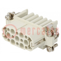 Connector: HDC; contact insert; female; S-D; PIN: 15; size 10A; 10A