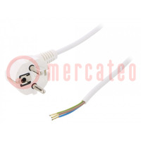 Câble; 3x0,75mm2; PVC; 1m; blanc; 16A; 250V