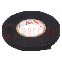 Tape: textile; W: 9mm; L: 25m; Thk: 0.25mm; rubber; black; 8%
