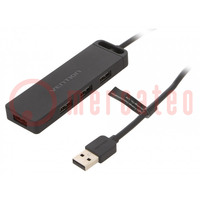 Hub USB; USB A gniazdo x4,USB A wtyk; USB 2.0; PnP; czarny
