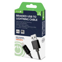 USB - IPHONE BRAIDED CABLE 3M BLACK