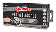 SPONTEX EXTRA BLACK LOT DE 100 GANTS JETABLES EN VINYLE, NON POUDRÉS ET SANS LATEX, POLYVALENTS, DANS UNE BOÎTE DISTRIBUTRICE PR