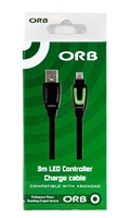 ORB 3M LED CONTROLLER CHARGE AND PLAY CABLE COMPATIBLE WITH XBOX ONE 242904